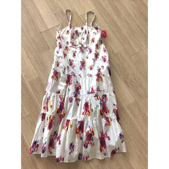 Prabal Gurung Sleeveless Midi Dress Tiered Printed Casual Party Fit flare Sz 18W - Picture 4 of 7